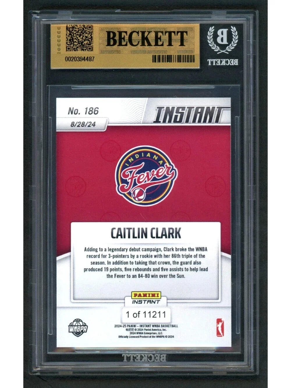 2024-25 Panini Instant Caitlin Clark #186 Rookie (RC) BGS 9.5 Gem Mt